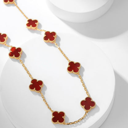 [ROSE]CLOVER 10 MOTIFS CARNELIAN NECKLACE