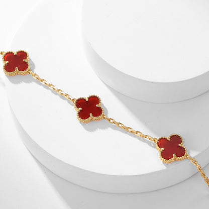 [ROSE]CLOVER 10 MOTIFS CARNELIAN NECKLACE