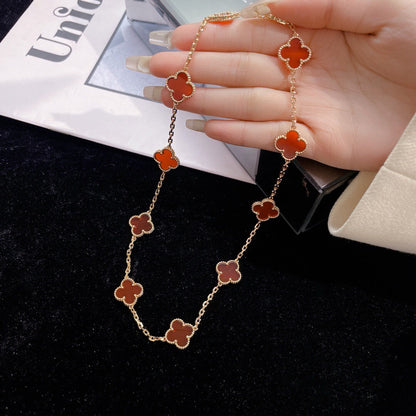 [ROSE]CLOVER 10 MOTIFS CARNELIAN NECKLACE