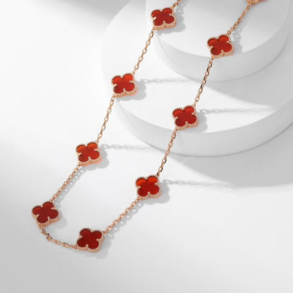 [ROSE]CLOVER 10 MOTIFS CARNELIAN NECKLACE