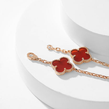 [ROSE]CLOVER 10 MOTIFS CARNELIAN NECKLACE