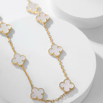 [ROSE]CLOVER 10 MOTIFS WHITE MOTHER OF PEARL NECKLACE