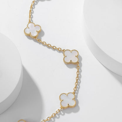 [ROSE]CLOVER 10 MOTIFS WHITE MOTHER OF PEARL NECKLACE