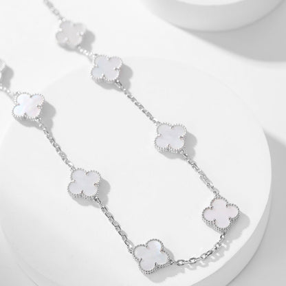 [ROSE]CLOVER 10 MOTIFS WHITE MOTHER OF PEARL NECKLACE