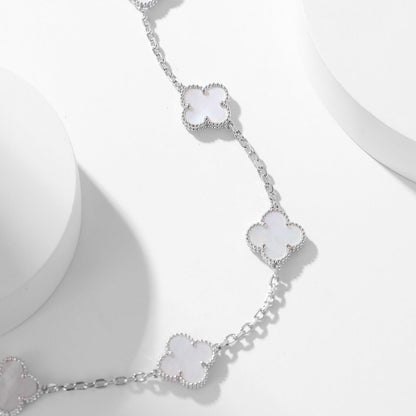 [ROSE]CLOVER 10 MOTIFS WHITE MOTHER OF PEARL NECKLACE