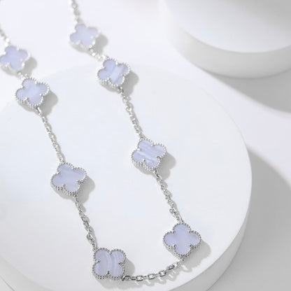 [ROSE]CLOVER 10 MOTIFS PURPLE CHALCEDONY NECKLACE