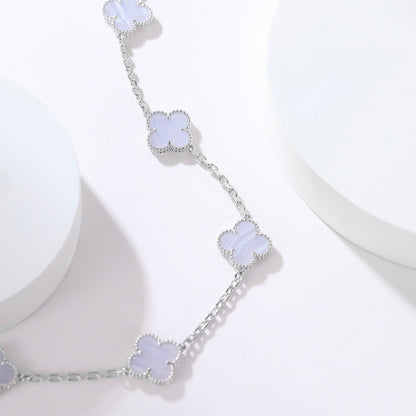 [ROSE]CLOVER 10 MOTIFS PURPLE CHALCEDONY NECKLACE