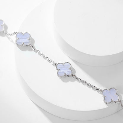 [ROSE]CLOVER 10 MOTIFS PURPLE CHALCEDONY NECKLACE