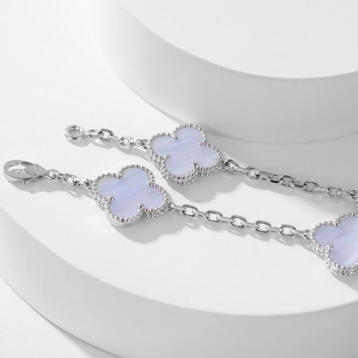 [ROSE]CLOVER 10 MOTIFS PURPLE CHALCEDONY NECKLACE