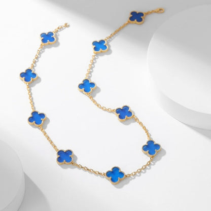 [ROSE]CLOVER 10 MOTIFS BLUE AGATE NECKLACE