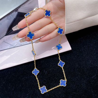 [ROSE]CLOVER 10 MOTIFS BLUE AGATE NECKLACE