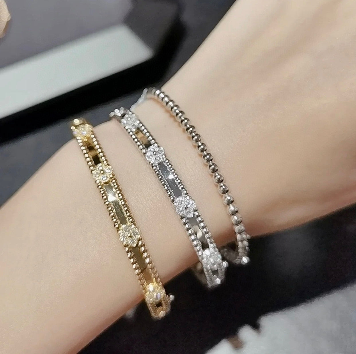 [ROSE]CLOVER BRACELET 4MM DIAMONDS