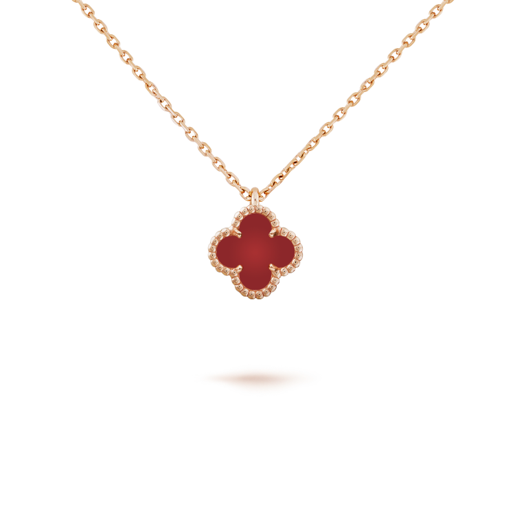 [ROSE]CLOVER MINI 9.5MM WHITE CARNELIANS NECKLACE