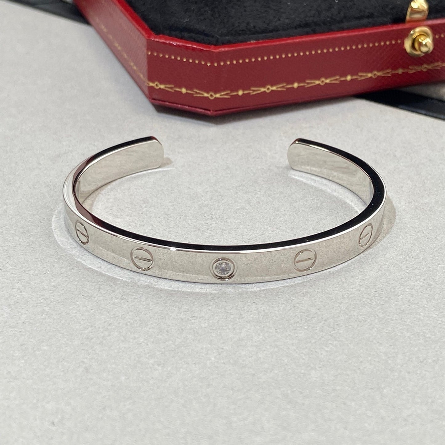 [ROSE]LOVE BRACELET 6.1MM 1 DIAMOND OPEN CUFF