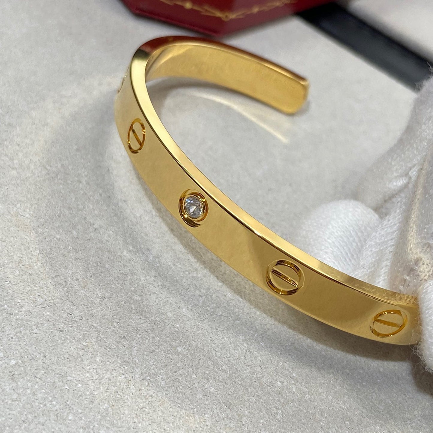 [ROSE]LOVE BRACELET 6.1MM 1 DIAMOND OPEN CUFF