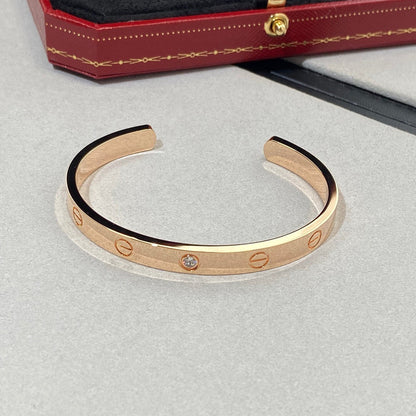 [ROSE]LOVE BRACELET 6.1MM 1 DIAMOND OPEN CUFF