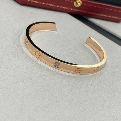 [ROSE]LOVE BRACELET 6.1MM 1 DIAMOND OPEN CUFF