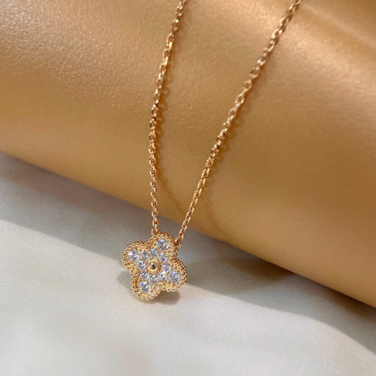 [ROSE]CLOVER 15MM DIAMOND SINGLE FLOWER NECKLACE