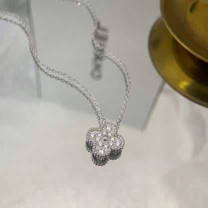 [ROSE]CLOVER 15MM DIAMOND SINGLE FLOWER NECKLACE