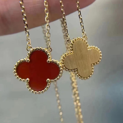 [ROSE]CLOVER 15MM CARNELIAN SINGLE FLOWER NECKLACE