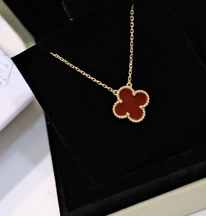 [ROSE]CLOVER 15MM CARNELIAN SINGLE FLOWER NECKLACE