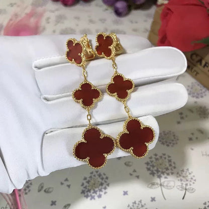 [ROSE]CLOVER 3 MOTIF CARNELIAN DROP EARRINGS