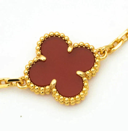 [ROSE]CLOVER  5 MOTIFS CARNELIAN GOLD BRACELET