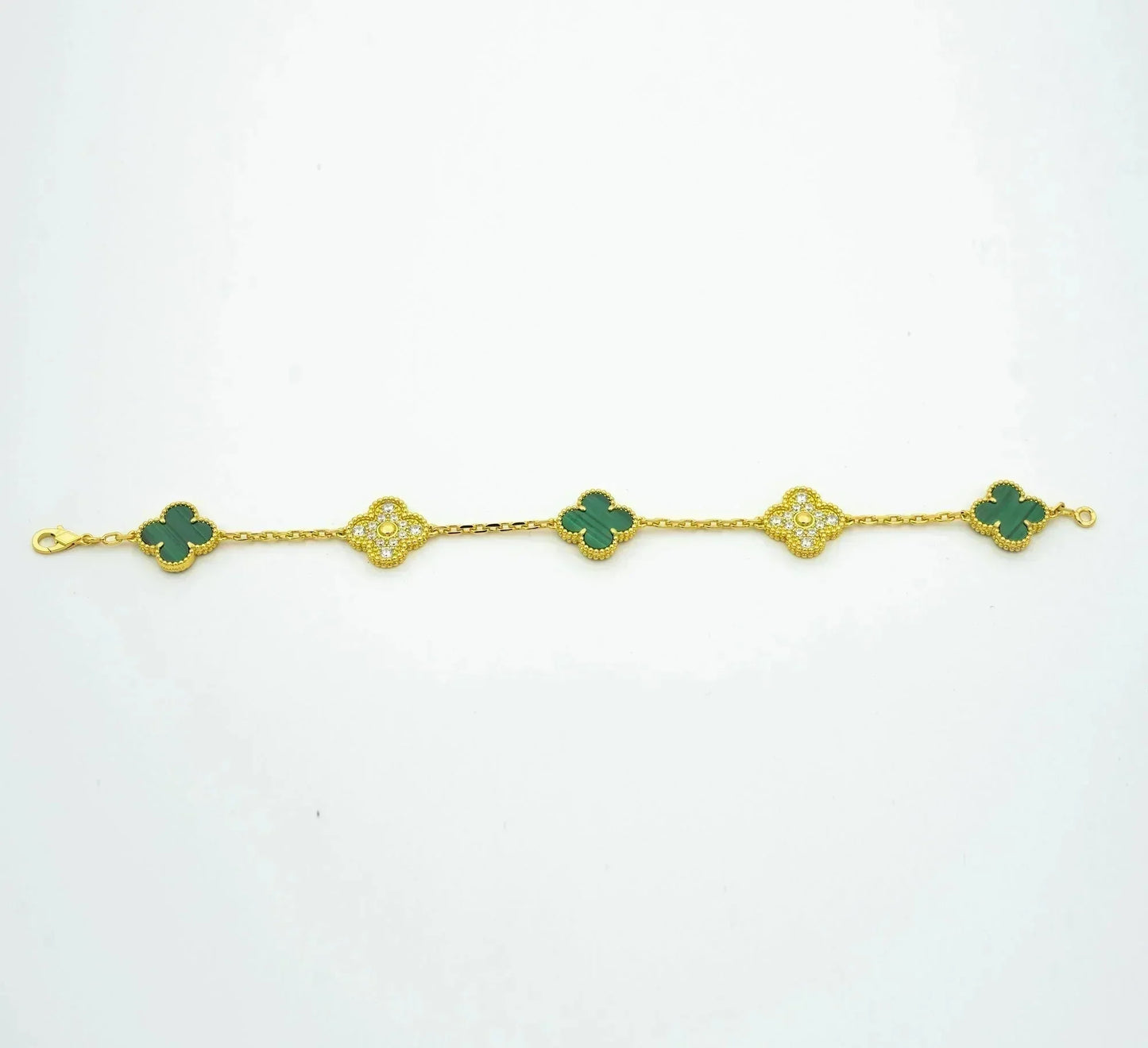 [ROSE]CLOVER  5 MOTIF MALACHITE DIAMOND BRACELET