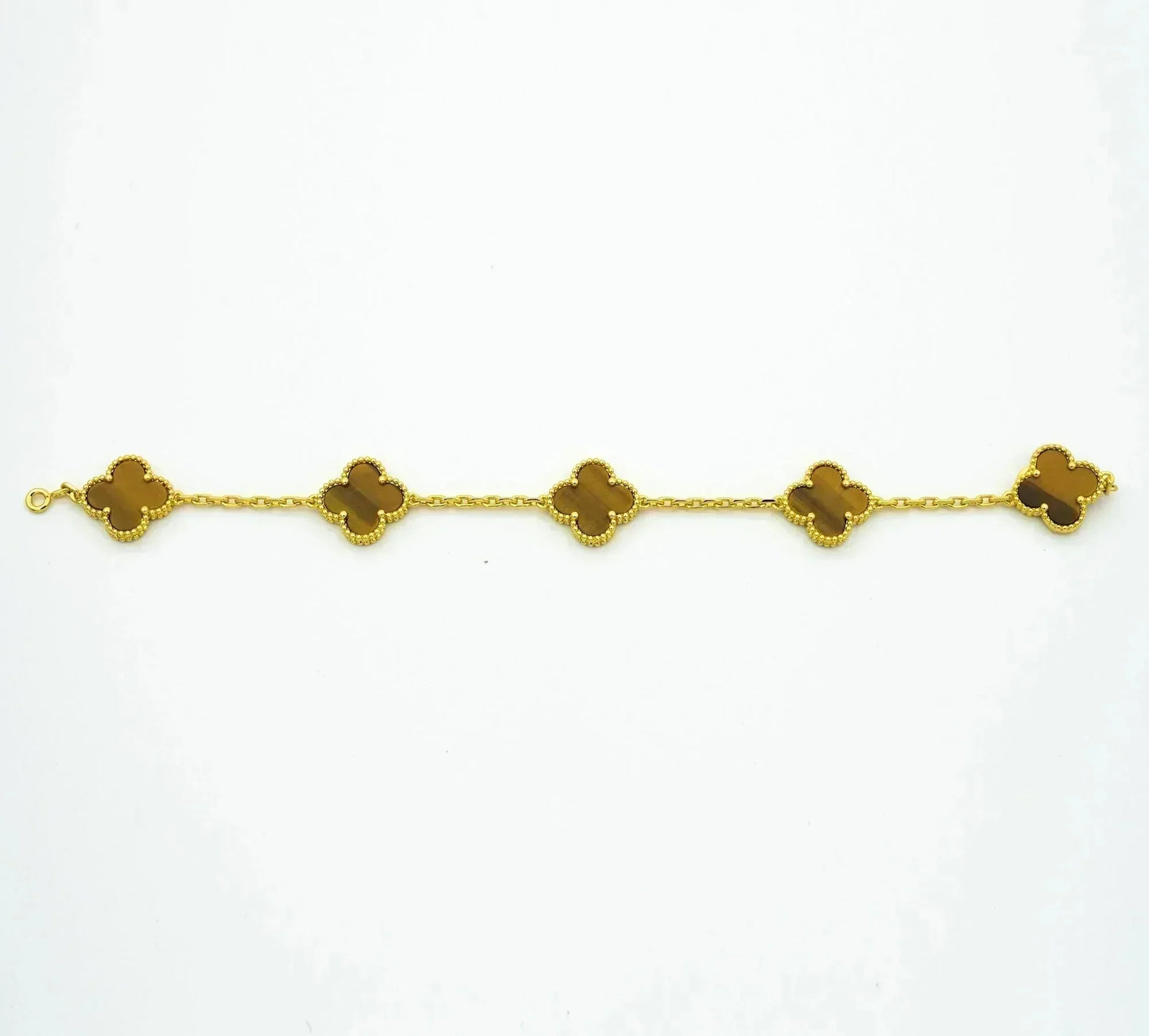 [ROSE]CLOVER  5 MOTIFS TIGER EYE BRACELET