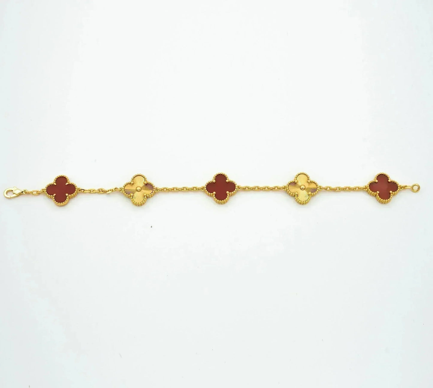 [ROSE]CLOVER  5 MOTIFS CARNELIAN GOLD BRACELET