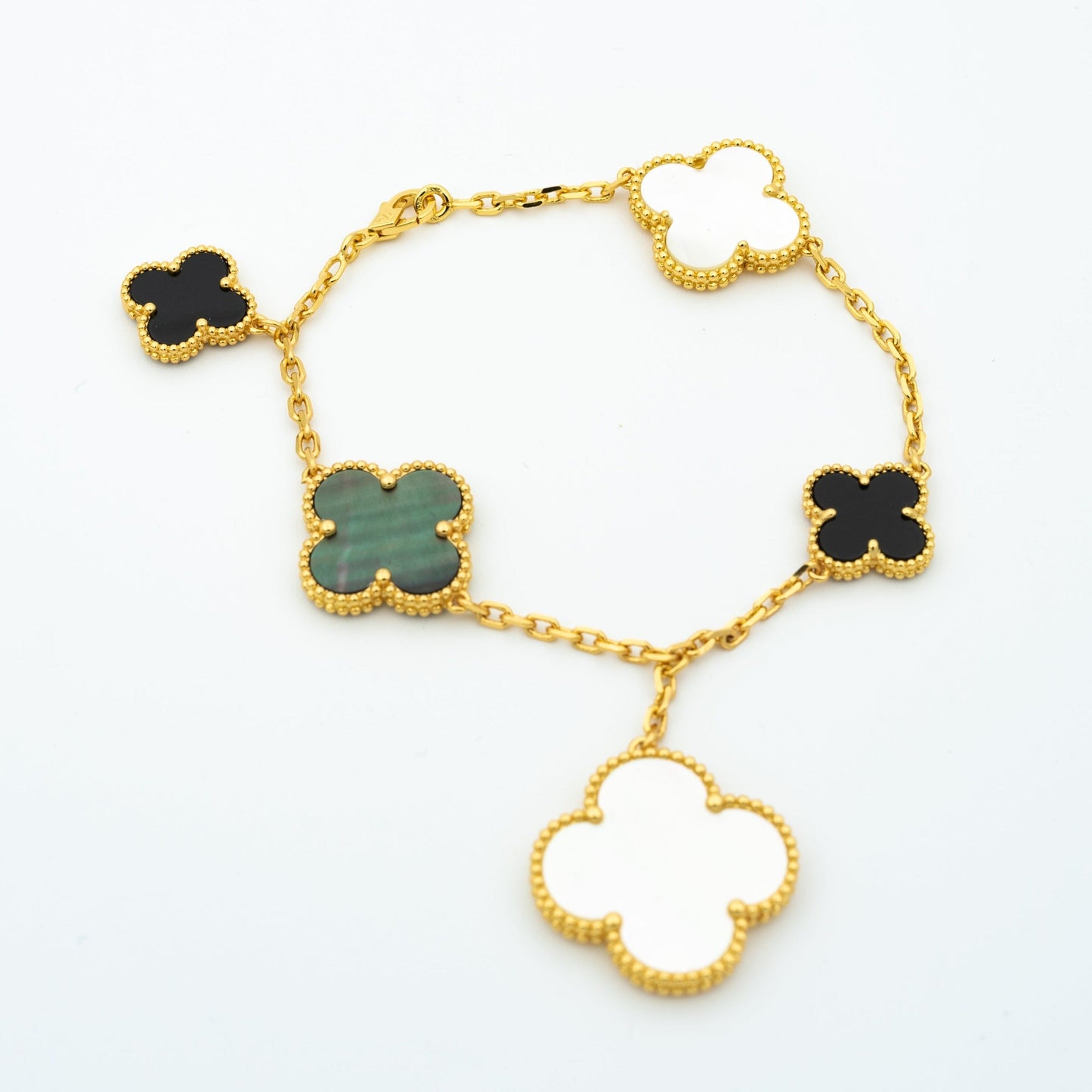 [ROSE]CLOVER BRACELET 5 MOTIFS ONYX MOP