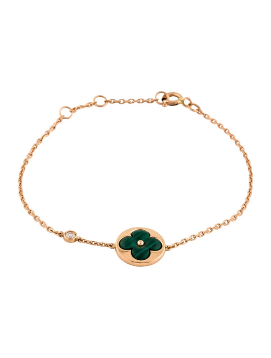 [Rose Jewels]SUN MALACHITE 1 DIAMOND PINK GOLD BRACELET