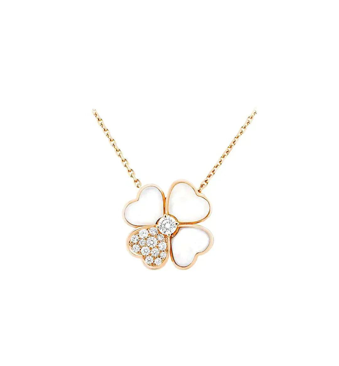 [ROSE]CLOVER MOP DIAMOND ROSE GOLD NECKLACE