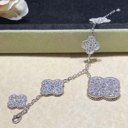 [ROSE]CLOVER 6 MOTIFS SILVER DIAMOND BRACELET