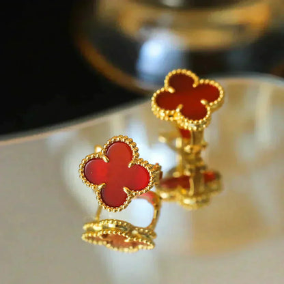 [ROSE]CLOVER MEDIUM 1 MOTIFS CARNELIAN  EARRINGS