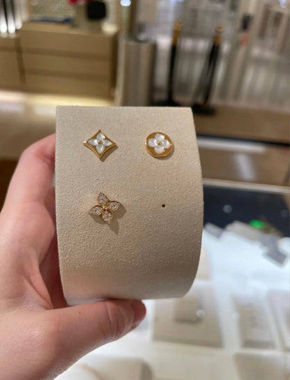 [Rose Jewels]STAR BLOSSOM STUD EARRINGS PINK GOLD DIAMONDS