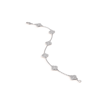 [ROSE]CLOVER 6 MOTIF SILVER DIAMOND BRACELET