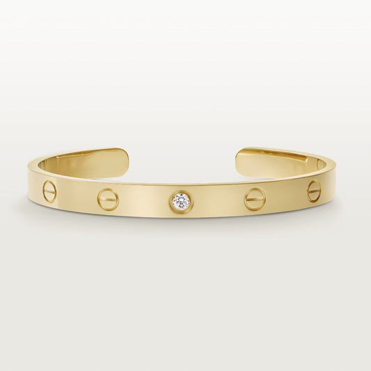 [ROSE]LOVE BRACELET 6.1MM 1 DIAMOND OPEN CUFF