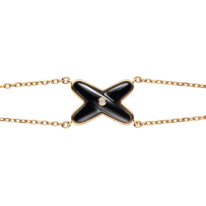 [Rose Jewels]JEUX BRACELET ONYX PINK GOLD 1 DIAMOND