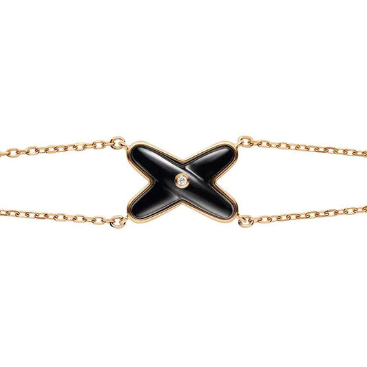 [Rose Jewels]JEUX BRACELET ONYX PINK GOLD 1 DIAMOND