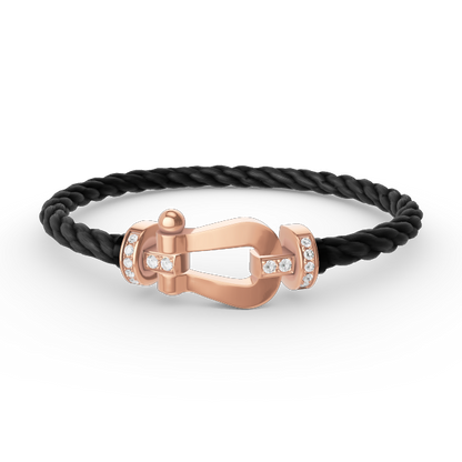 [Rose Jewels]FORCE LARGE HORSESHOE HALF DIAMOND BRACELET ROSE GOLD