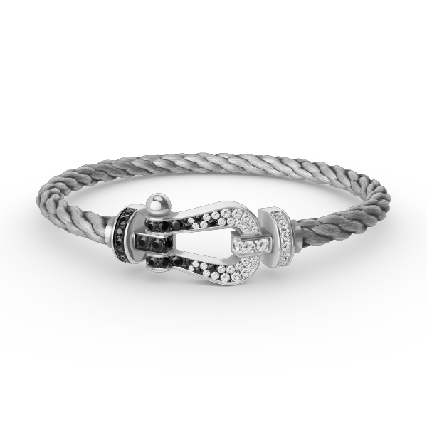 [Rose Jewels]FORCE LARGE HORSESHOE BLACK WHITE DIAMOND BRACELET SILVER