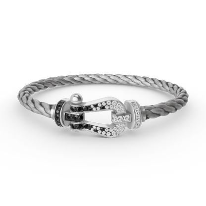 [Rose Jewels]FORCE LARGE HORSESHOE BLACK WHITE DIAMOND BRACELET SILVER