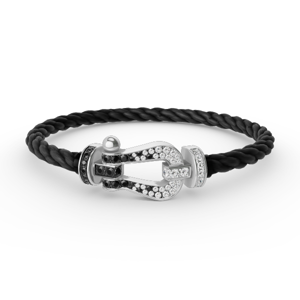 [Rose Jewels]FORCE LARGE HORSESHOE BLACK WHITE DIAMOND BRACELET SILVER