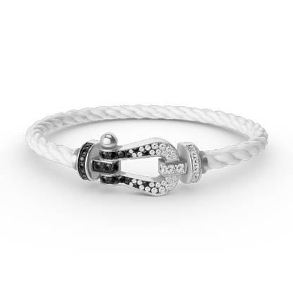 [Rose Jewels]FORCE LARGE HORSESHOE BLACK WHITE DIAMOND BRACELET SILVER