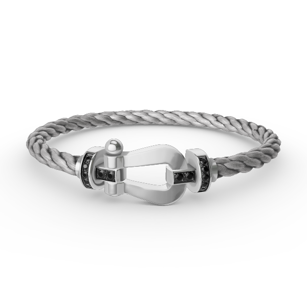 [Rose Jewels]FORCE LARGE HORSESHOE BLACK DIAMOND BRACELET SILVER