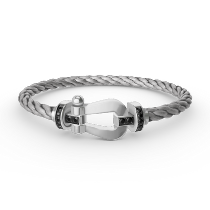 [Rose Jewels]FORCE LARGE HORSESHOE BLACK DIAMOND BRACELET SILVER