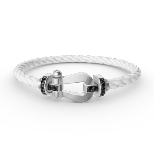 [Rose Jewels]FORCE LARGE HORSESHOE BLACK DIAMOND BRACELET SILVER