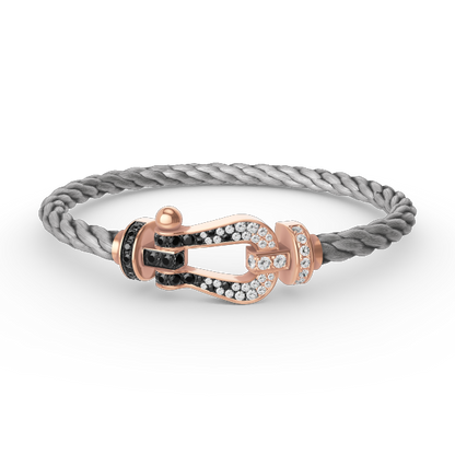 [Rose Jewels]FORCE LARGE HORSESHOE BLACK WHITE DIAMOND BRACELET ROSE GOLD