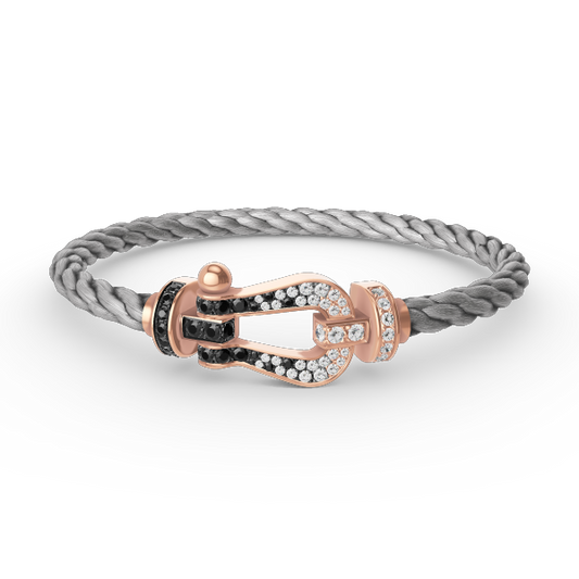 [Rose Jewels]FORCE LARGE HORSESHOE BLACK WHITE DIAMOND BRACELET ROSE GOLD